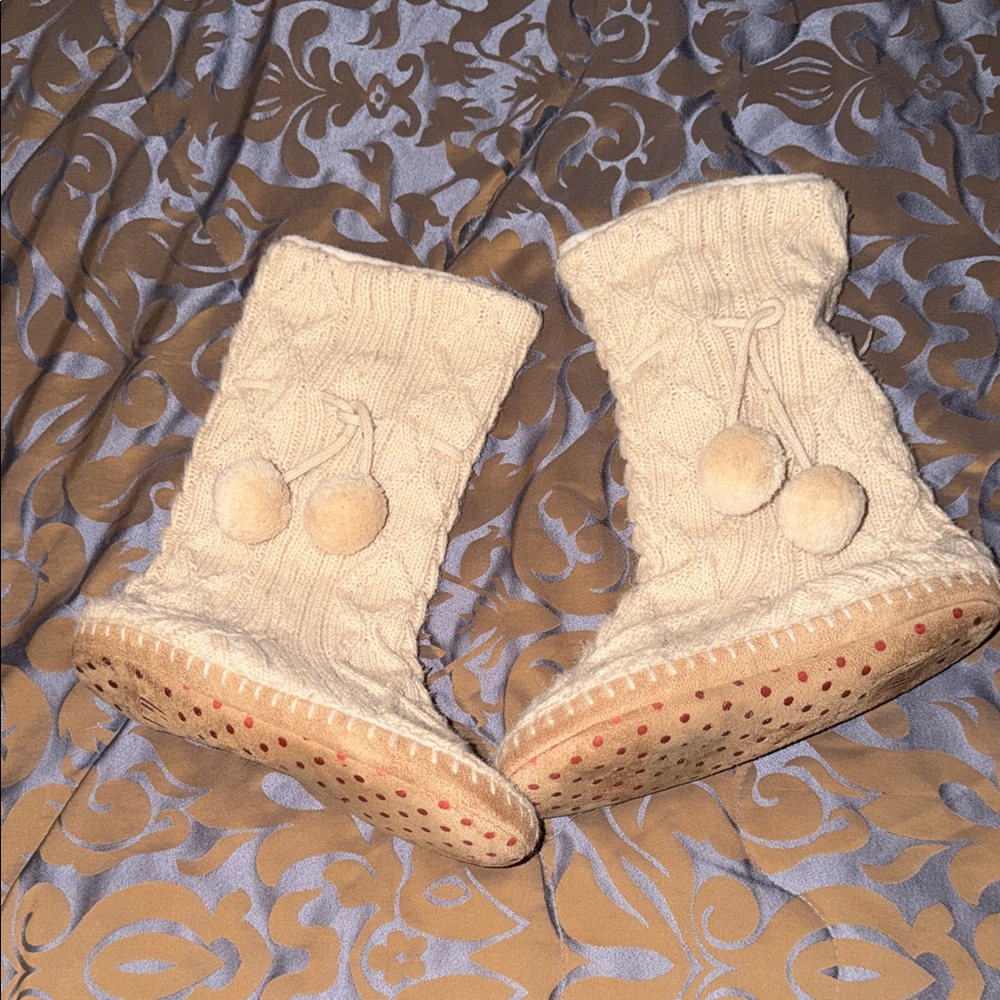 Gap Knit Pom-Pom Slipper Boots